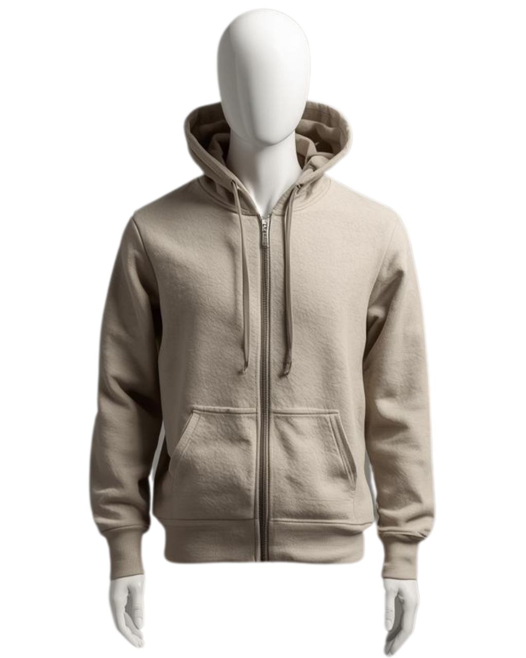 Hoodie Zipper Beige